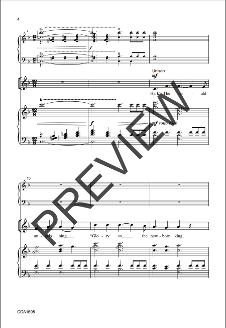 Page 2 of the sheet music preview for the unison/two-part version of Hark! The Herald Angels Sing